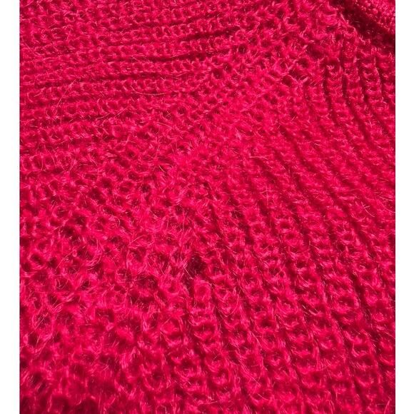 Vintage Mohair Blend Button Front Cardigan Sweater Size XS Raspberry Pink Preppy - Picture 4 of 10